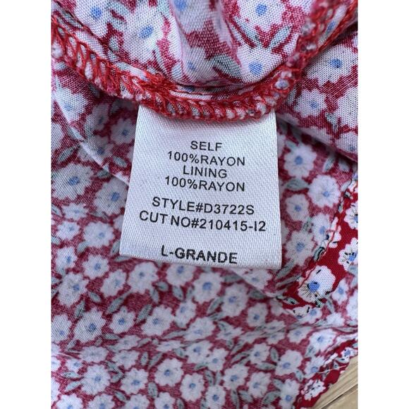 Blush BJ Dress Spaghetti Strap Red Floral Mini Women’s Size Large - Picture 7 of 7